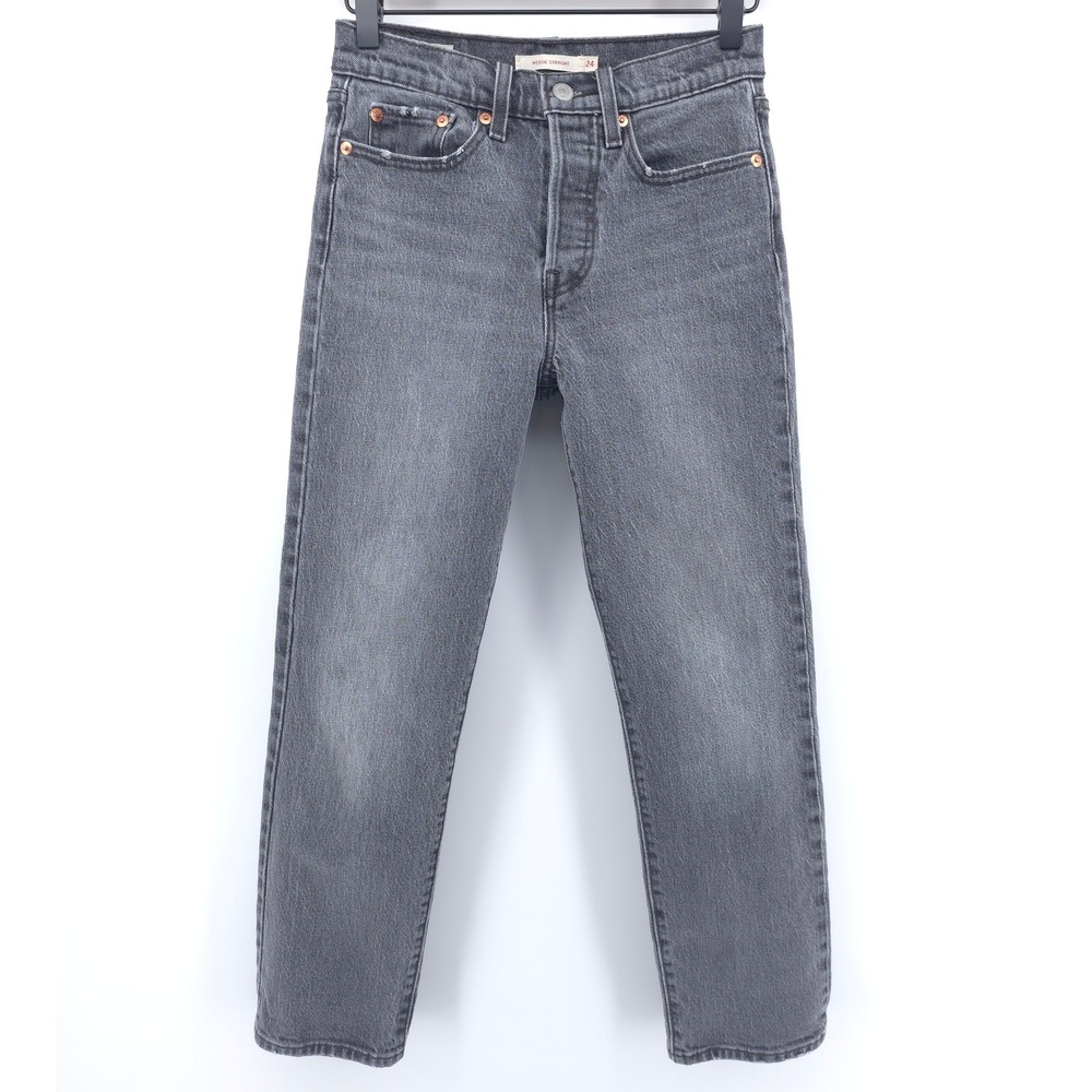 Levis Womens Jeans Wedgie Straight 24‎ Grey High Rise Button Fly Denim